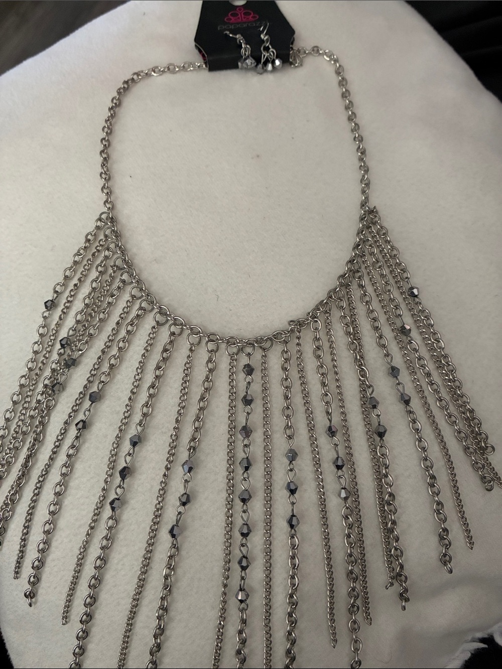 paparazzi Silver Cascade Fringe Necklace